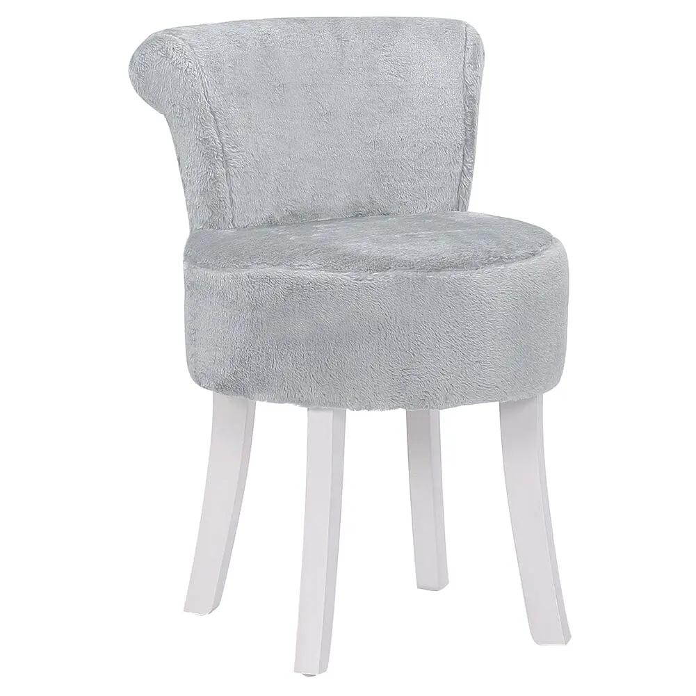 Modern Plush Upholstered Dressing Table Chair with White Legs - House Comfort