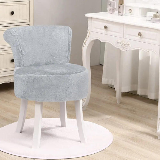 Modern Plush Upholstered Dressing Table Chair with White Legs - House Comfort