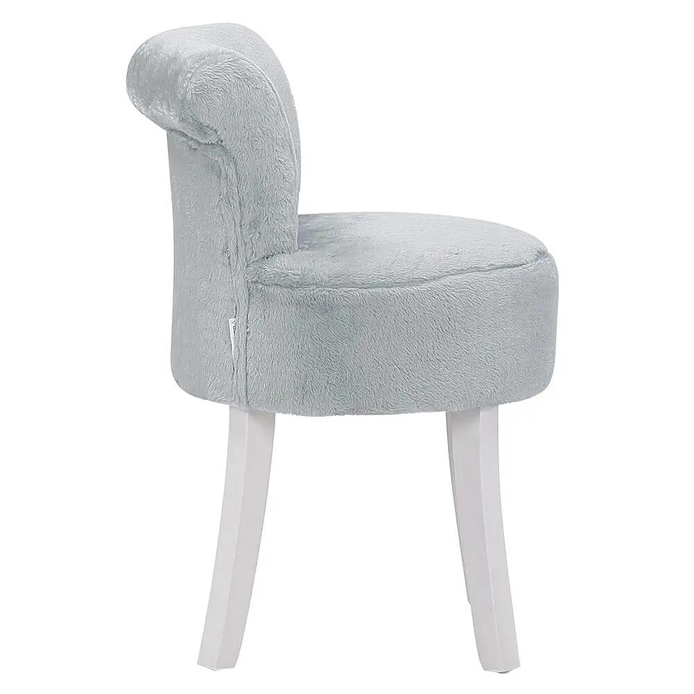 Modern Plush Upholstered Dressing Table Chair with White Legs - House Comfort