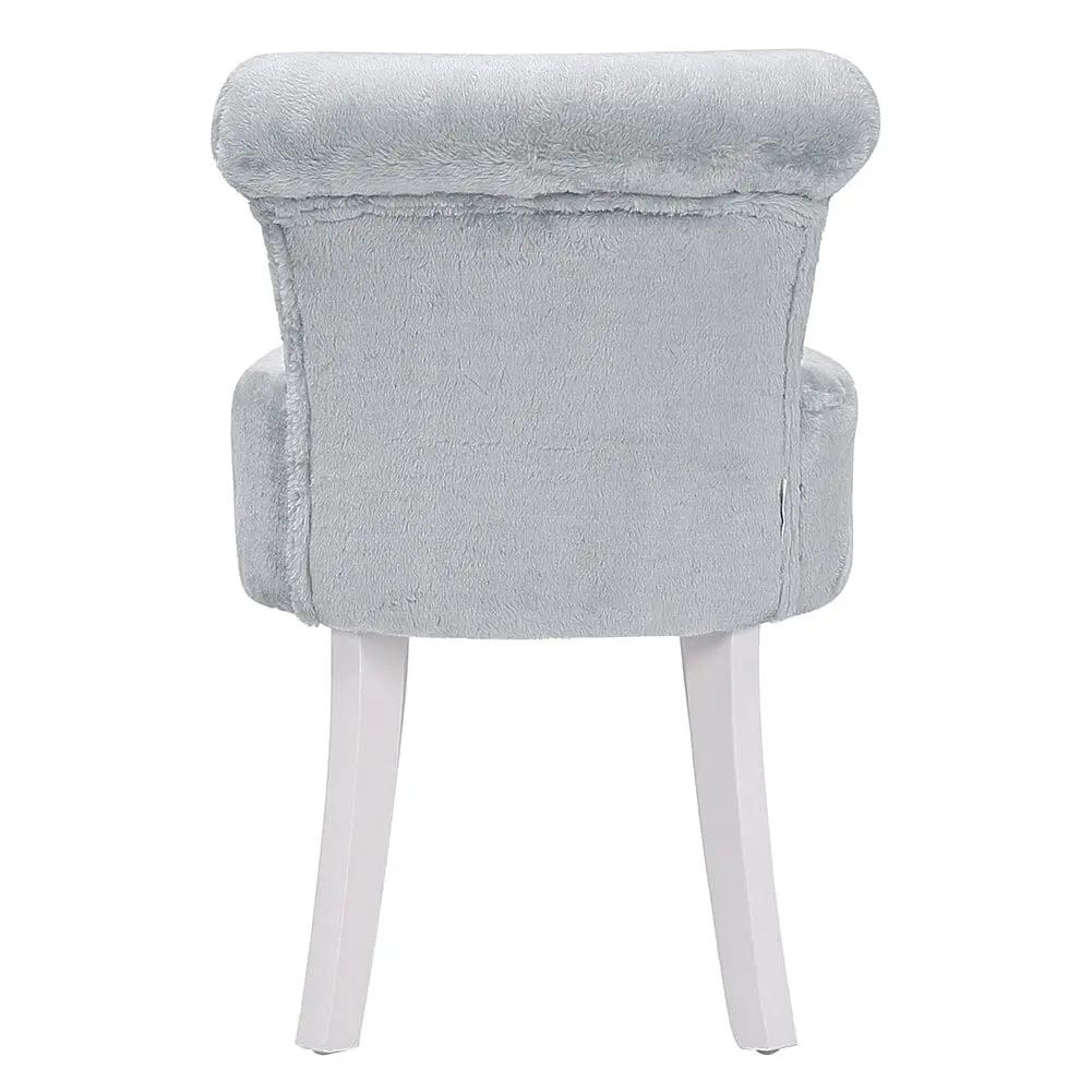 Modern Plush Upholstered Dressing Table Chair with White Legs - House Comfort