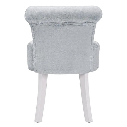 Modern Plush Upholstered Dressing Table Chair with White Legs - House Comfort