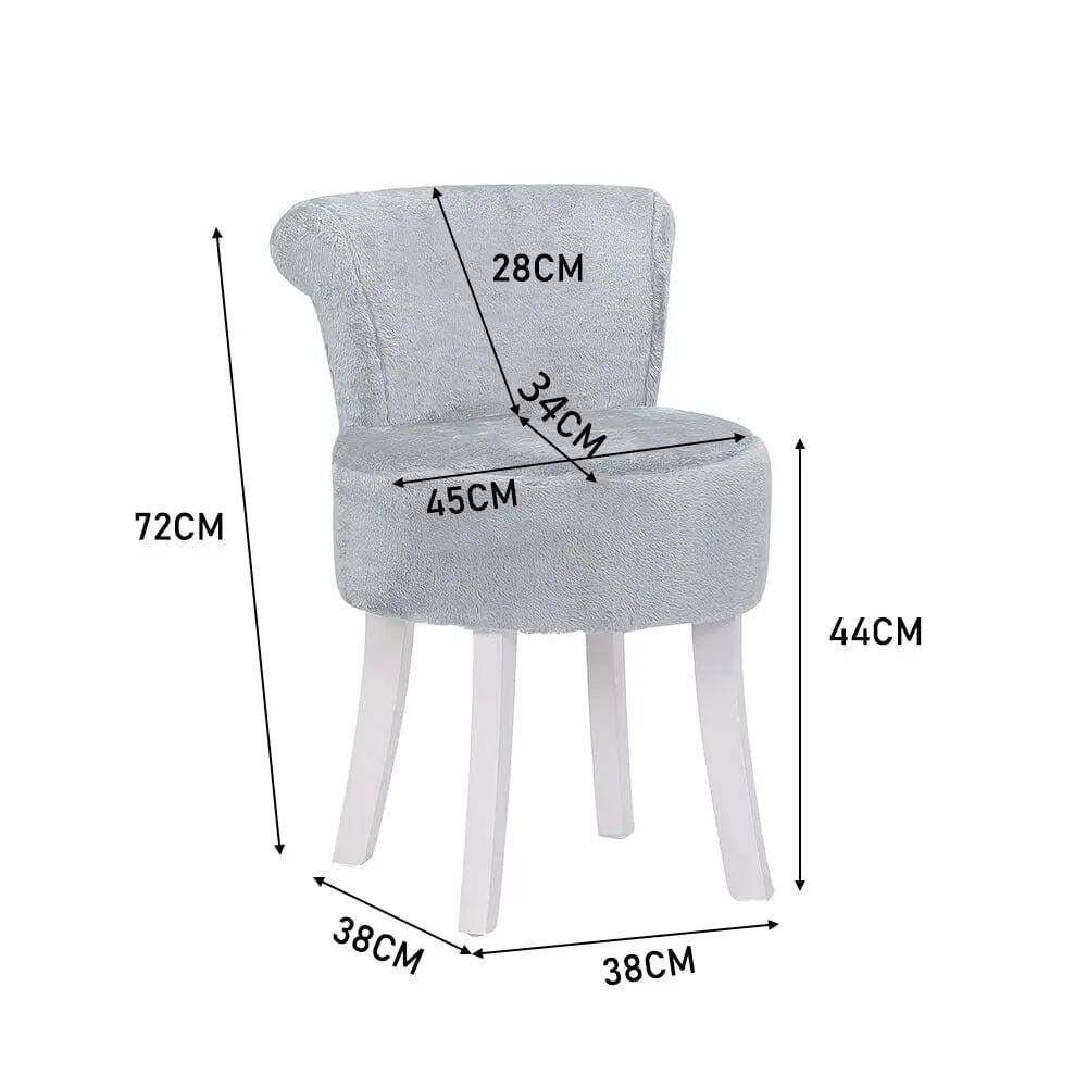 Modern Plush Upholstered Dressing Table Chair with White Legs - House Comfort