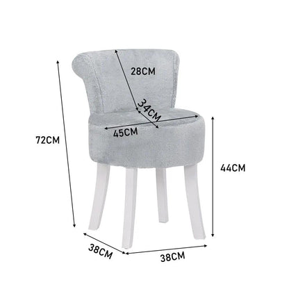 Modern Plush Upholstered Dressing Table Chair with White Legs - House Comfort