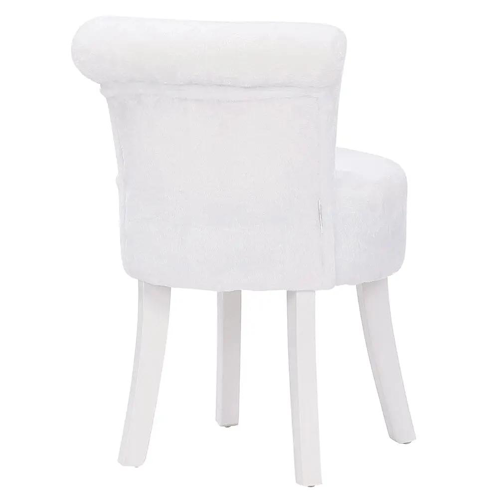 Modern Plush Upholstered Dressing Table Chair with White Legs - House Comfort