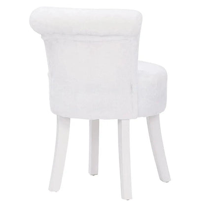 Modern Plush Upholstered Dressing Table Chair with White Legs - House Comfort