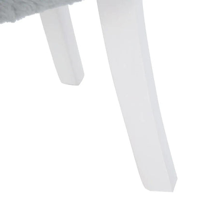 Modern Plush Upholstered Dressing Table Chair with White Legs - House Comfort