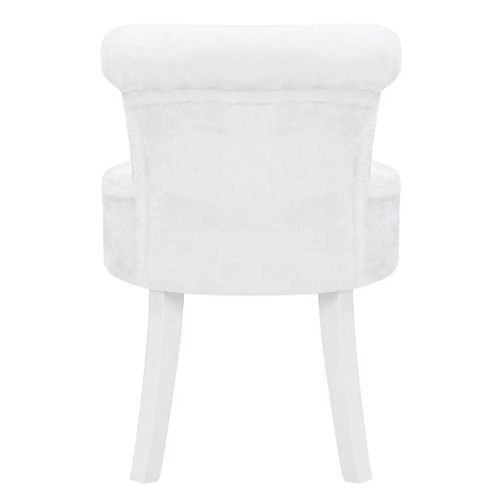 Modern Plush Upholstered Dressing Table Chair with White Legs - House Comfort