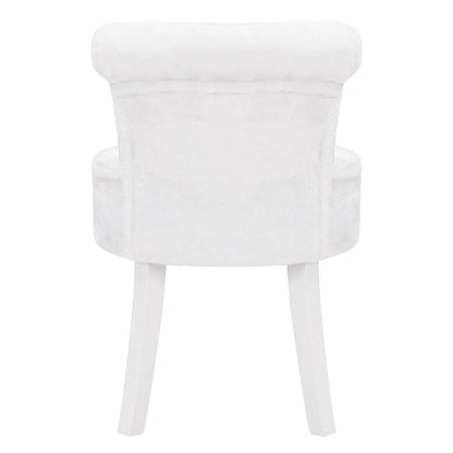 Modern Plush Upholstered Dressing Table Chair with White Legs - House Comfort