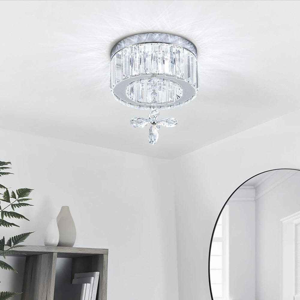 Modern Round Crystal Ceiling Light with Crystal Pendant - House Comfort