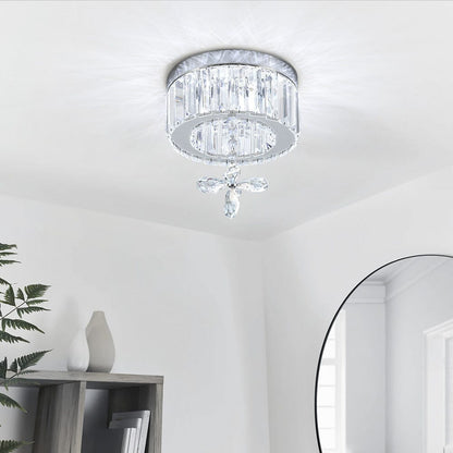 Modern Round Crystal Ceiling Light with Crystal Pendant - House Comfort