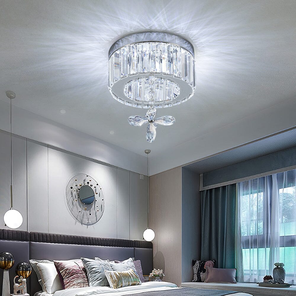 Modern Round Crystal Ceiling Light with Crystal Pendant - House Comfort