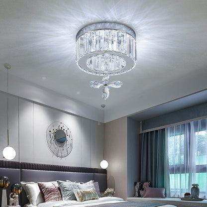 Modern Round Crystal Ceiling Light with Crystal Pendant - House Comfort