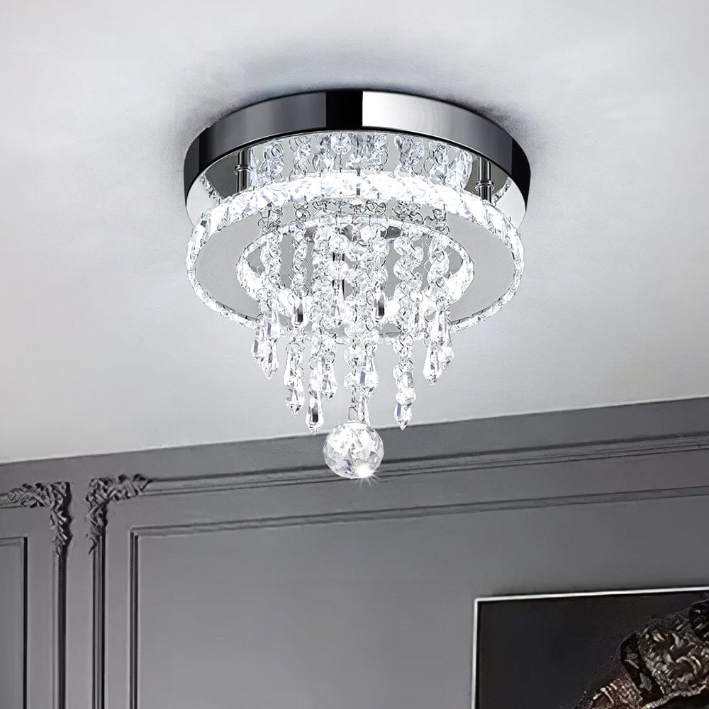 Modern Round Crystal Ceiling Light with Droplets - House Comfort