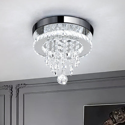 Modern Round Crystal Ceiling Light with Droplets - House Comfort