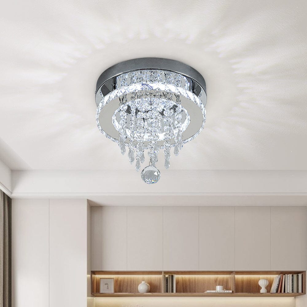 Modern Round Crystal Ceiling Light with Droplets - House Comfort