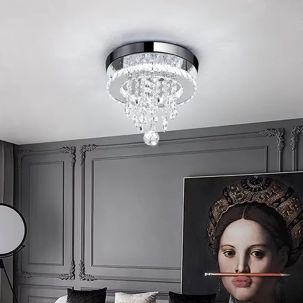Modern Round Crystal Ceiling Light with Droplets - House Comfort