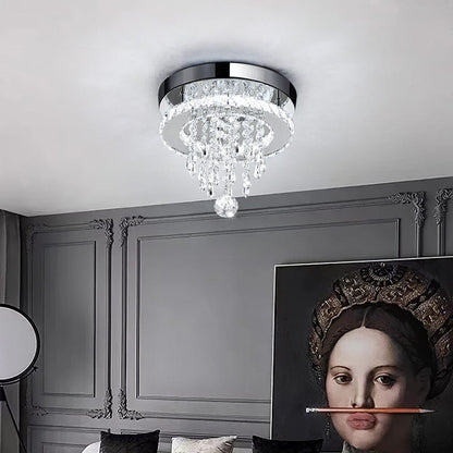 Modern Round Crystal Ceiling Light with Droplets - House Comfort