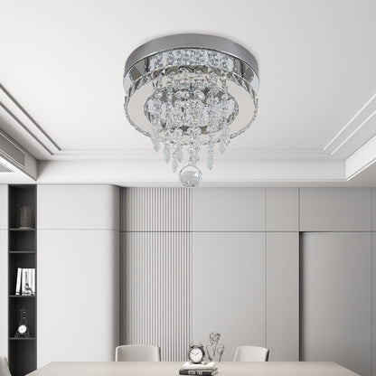 Modern Round Crystal Ceiling Light with Droplets - House Comfort