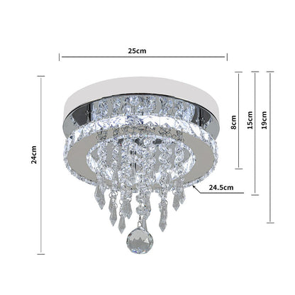 Modern Round Crystal Ceiling Light with Droplets - House Comfort