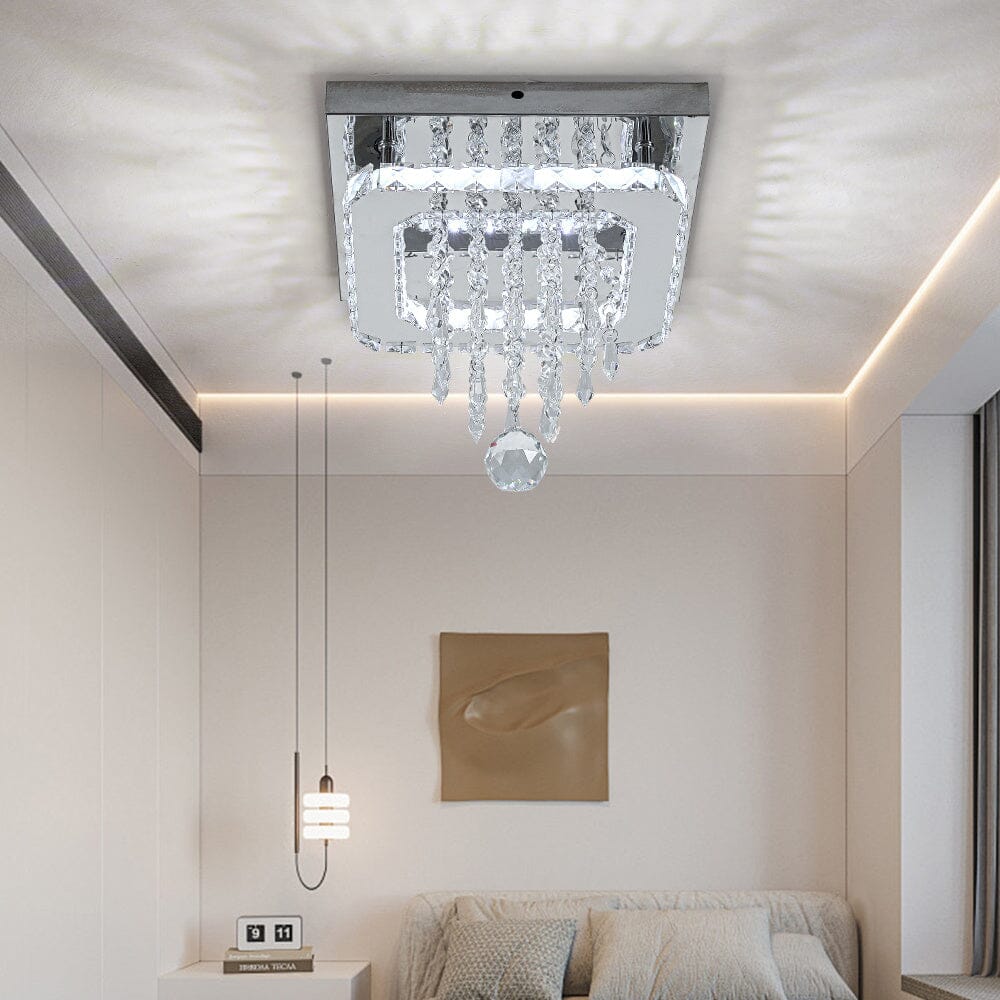 Modern Square Crystal Ceiling Light with Droplets - House Comfort