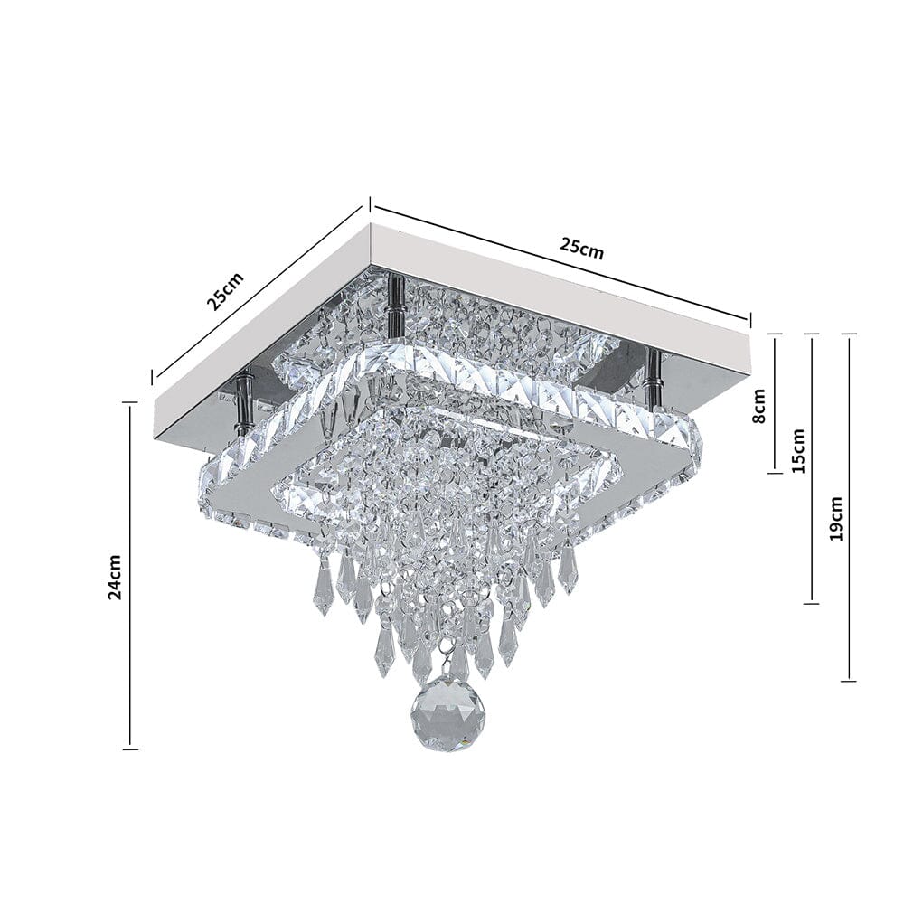 Modern Square Crystal Ceiling Light with Droplets - House Comfort