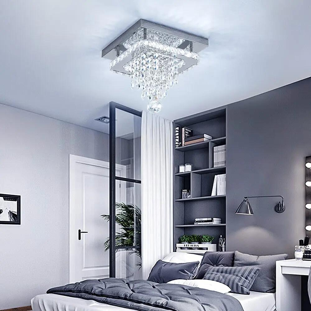 Modern Square Crystal Ceiling Light with Droplets - House Comfort
