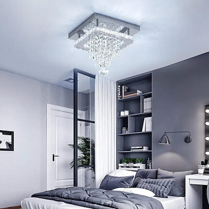 Modern Square Crystal Ceiling Light with Droplets - House Comfort