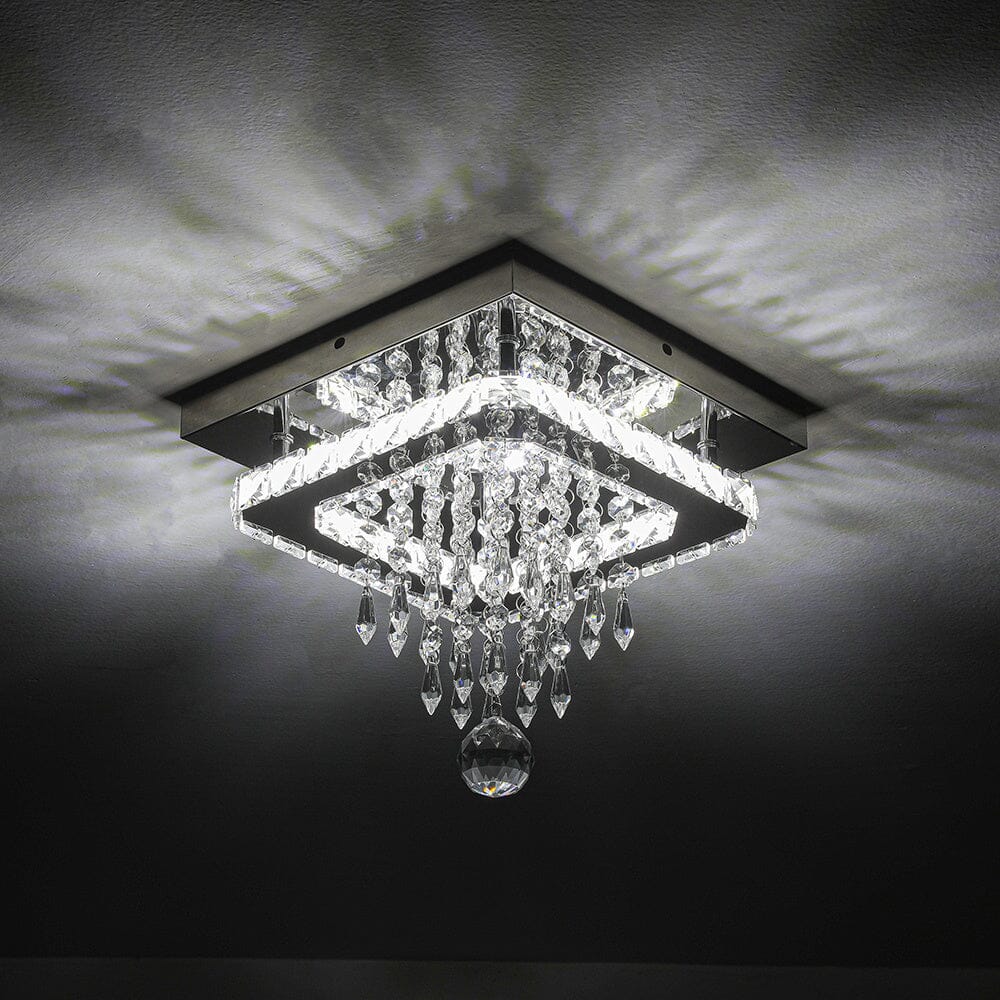 Modern Square Crystal Ceiling Light with Droplets - House Comfort