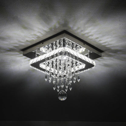 Modern Square Crystal Ceiling Light with Droplets - House Comfort