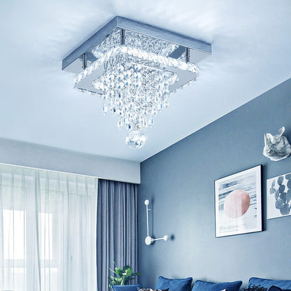 Modern Square Crystal Ceiling Light with Droplets - House Comfort