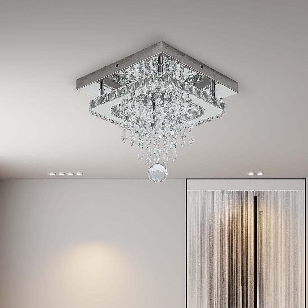 Modern Square Crystal Ceiling Light with Droplets - House Comfort
