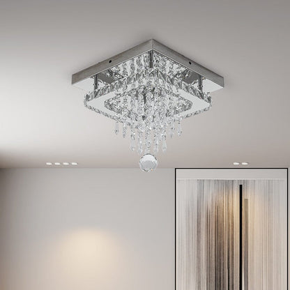 Modern Square Crystal Ceiling Light with Droplets - House Comfort