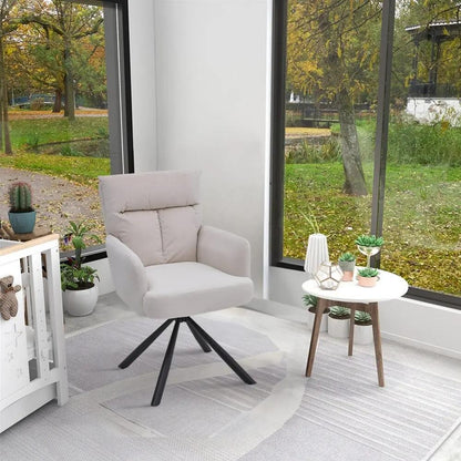 Modern Upholstered Swivel Armchair with Black Legs - House Comfort