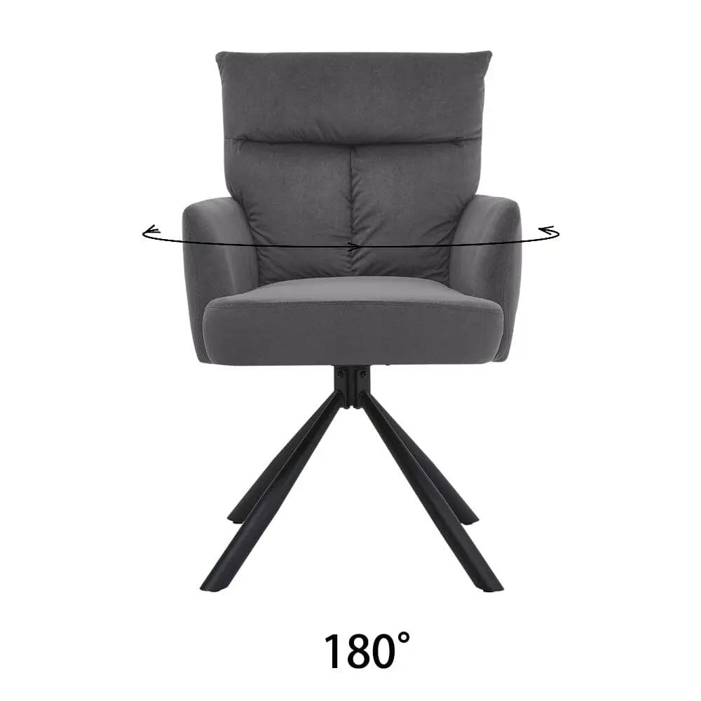 Modern Upholstered Swivel Armchair with Black Legs - House Comfort