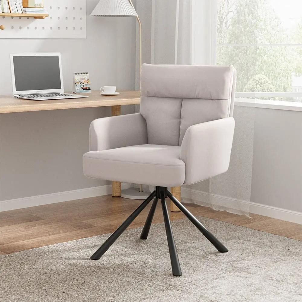 Modern Upholstered Swivel Armchair with Black Legs - House Comfort