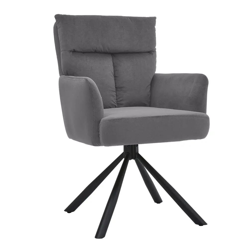Modern Upholstered Swivel Armchair with Black Legs - House Comfort