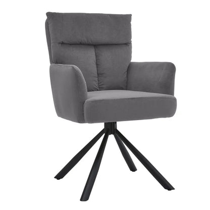 Modern Upholstered Swivel Armchair with Black Legs - House Comfort