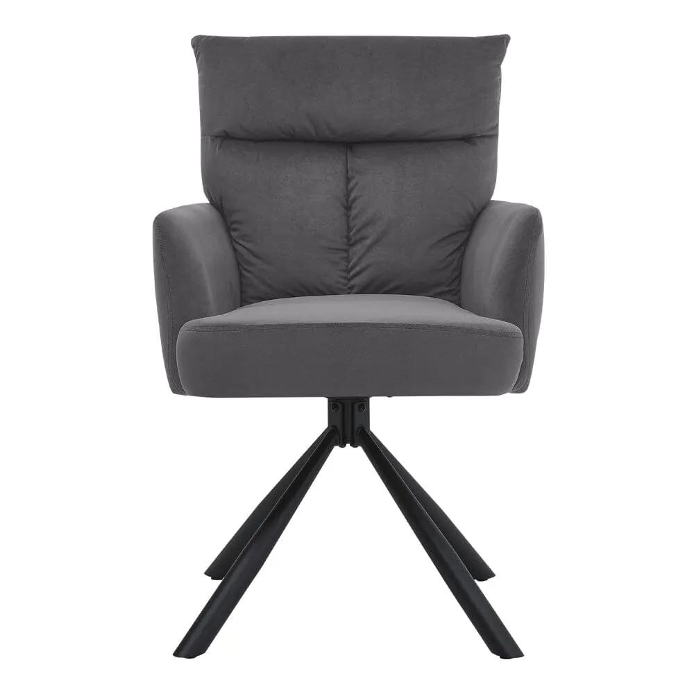 Modern Upholstered Swivel Armchair with Black Legs - House Comfort