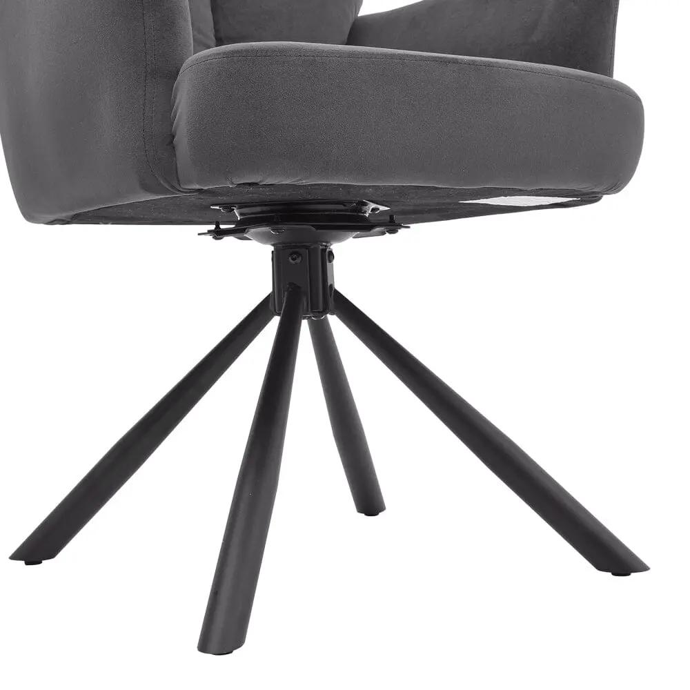 Modern Upholstered Swivel Armchair with Black Legs - House Comfort