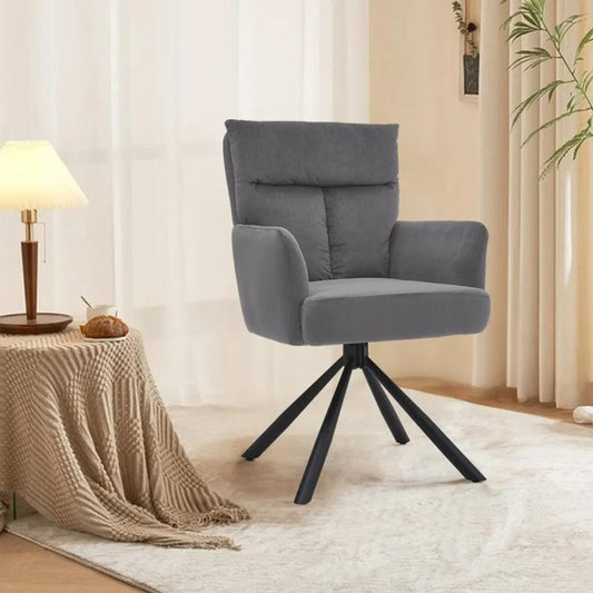Modern Upholstered Swivel Armchair with Black Legs - House Comfort