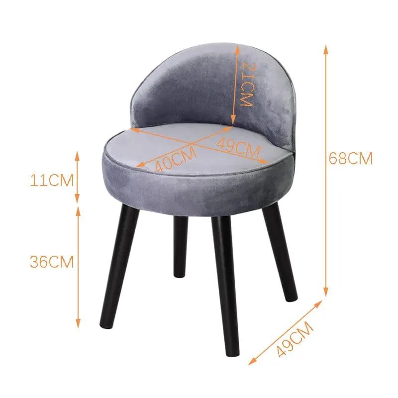 Modern Velvet Dressing Table Stool with Solid Wood Legs - House Comfort