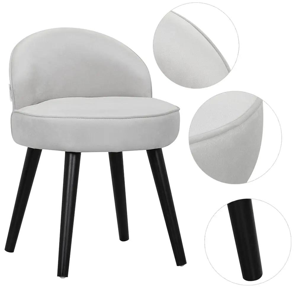Modern Velvet Dressing Table Stool with Solid Wood Legs - House Comfort