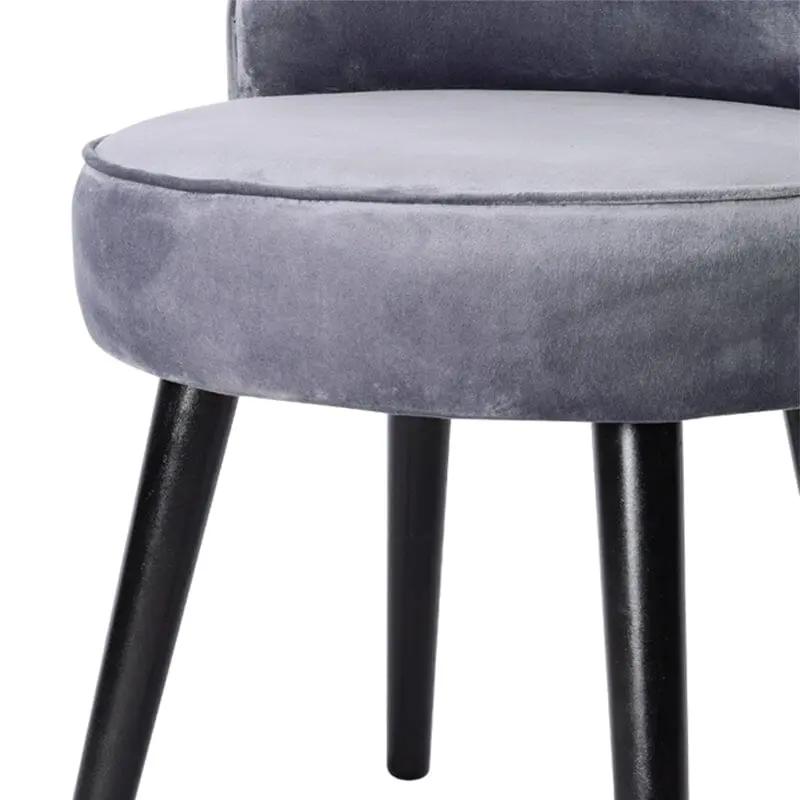 Modern Velvet Dressing Table Stool with Solid Wood Legs - House Comfort