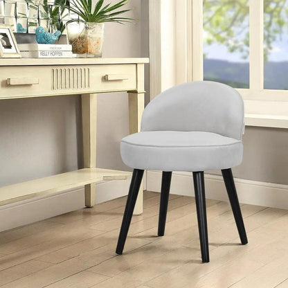 Modern Velvet Dressing Table Stool with Solid Wood Legs - House Comfort