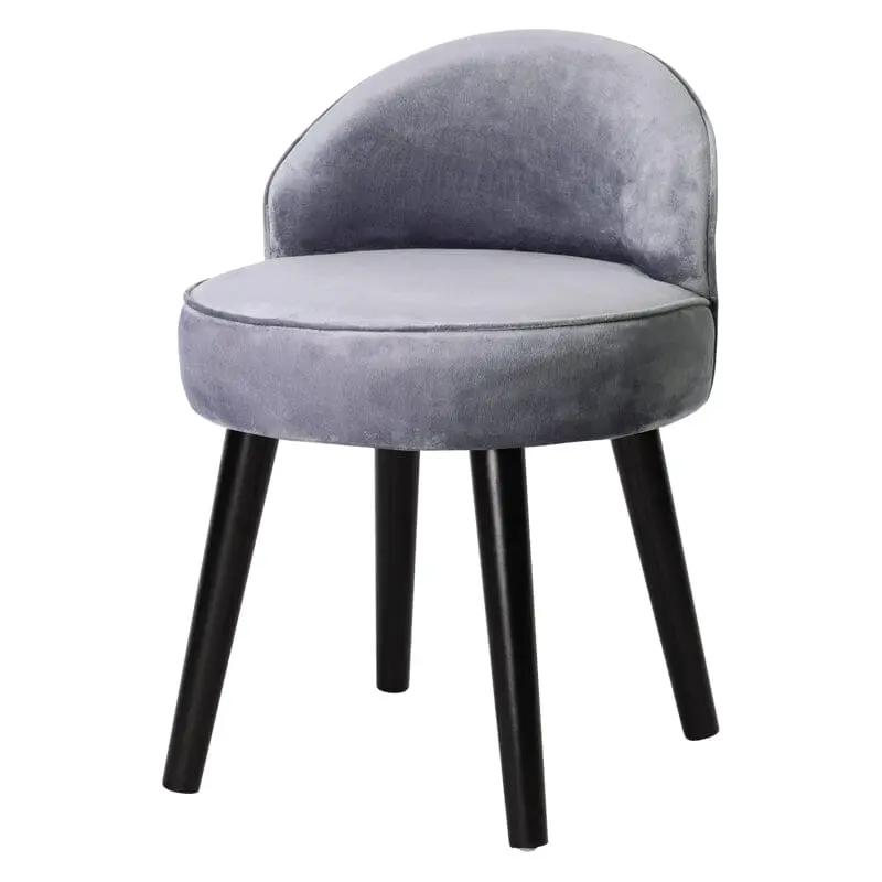 Modern Velvet Dressing Table Stool with Solid Wood Legs - House Comfort