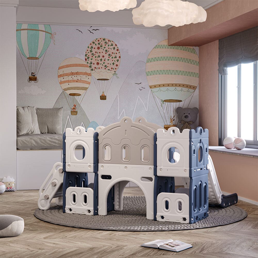 Multi - In - One Kids Playset with Slide Basket Hoop Indoor Toddler Playground - House Comfort