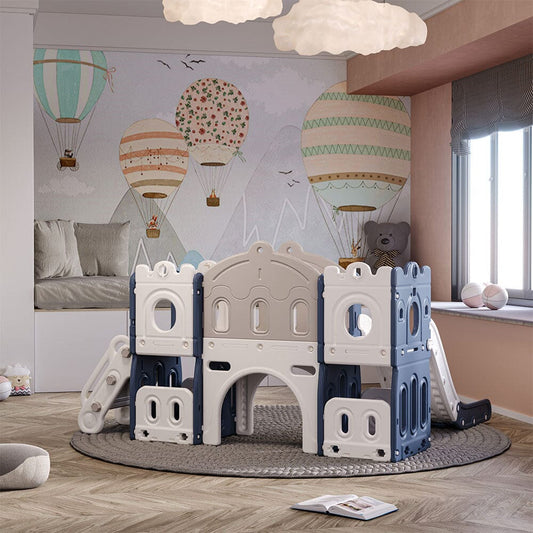 Multi - In - One Kids Playset with Slide Basket Hoop Indoor Toddler Playground - House Comfort