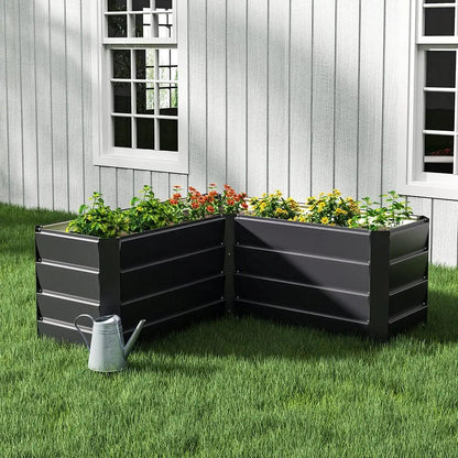 Outdoor Metal L - Shaped Raised Garden Bed - House Comfort