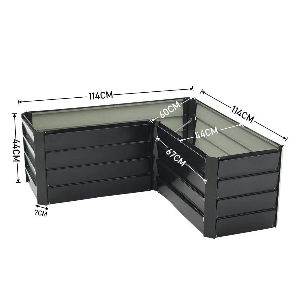 Outdoor Metal L - Shaped Raised Garden Bed - House Comfort