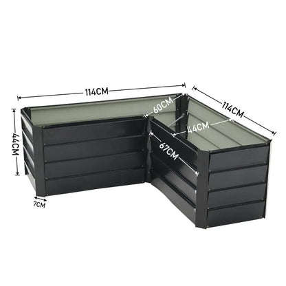 Outdoor Metal L - Shaped Raised Garden Bed - House Comfort